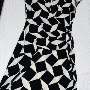 New York & Company Black and White Asymmetrical Dress